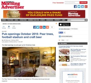 Morning Advertiser trade coverage for Wiltshire's Pear Tree Inn opening