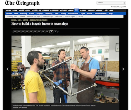 Coverage online in The Telegraph, for The Bicycle Academy